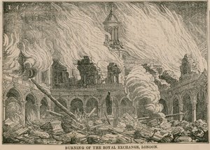 Brand van de Royal Exchange, Londen, in de nacht van 10 januari 1838 door English School