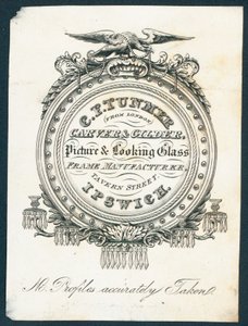 C F Tunmer, houtsnijder en vergulder, fabrikant van schilderijen- en spiegelkaders door English School