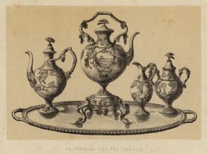 Californisch verguld theeservies (litho)
