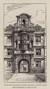 Cambridge: Toegangspoort, Clare College, gezien vanuit het interieur van de binnenplaats door English School