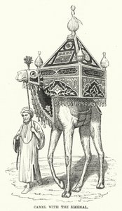 Kameel met de Mahmal (gravure)