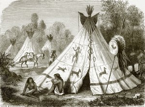 Kamp van Comanche Indianen door English School