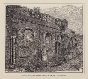 Canterbury: Ruïnes van de Abdijkerk van St. Augustinus (litho)