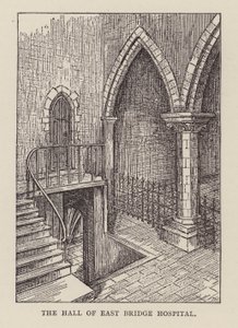 Canterbury: De Hal van East Bridge Hospital (litho) door English School