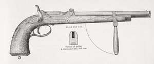 Kapitein Burtons karabijnpistool en projectiel, uit Het Leven van Kapitein Sir Richard Burton, Deel II door Isabel Burton, gepubliceerd 1893 door English School