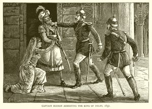 Kapitein Hodson arresteert de Koning van Delhi, 1857 door English School