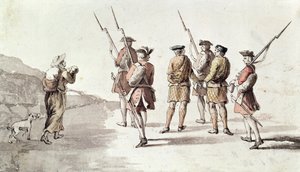 Gevangenneming van de rebel, Simon Fraser, Lord Lovat (1667?-1747) door English School