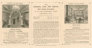 Kaart die de Chancery Lane Safe Deposit adverteert, 61-62 Chancery Lane, Londen