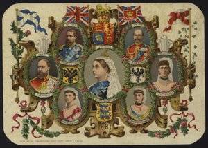 Kaart ter viering van het jubileum van koningin Victoria in 1887 door English School