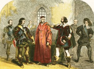 Kardinaal Wolsey gearresteerd voor hoogverraad door English School