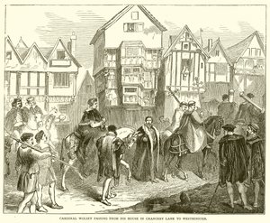 Kardinaal Wolsey gaat van zijn Huis in Chancery Lane naar Westminster door English School