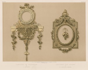 Houtsnijwerk in Perenhout door L Godfrey; Leren Gesneden Frame door W C Sanders, Londen door English School