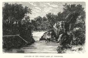 Waterval van het Grote Meer bij Vincennes (gravure)