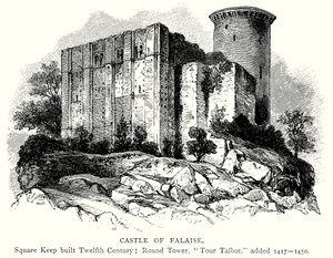 Kasteel van Falaise (gravure) door English School