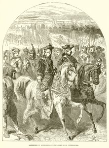 Catharina II gesteund door het leger in Sint-Petersburg door English School