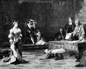 Catherine van Aragon (1485-1536) eerste vrouw van Hendrik VIII, bij haar Eerste Proces