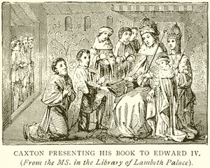 Caxton die zijn Boek aan Edward IV presenteert door English School