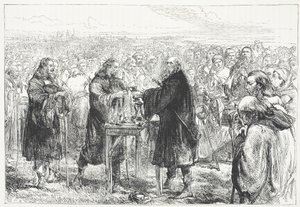 Viering van de eucharistie door de Hussieten in een veld nabij Praag, illustratie uit The History of Protestantism door James Aitken Wylie (1808-1890), gepubliceerd 1878 door English School