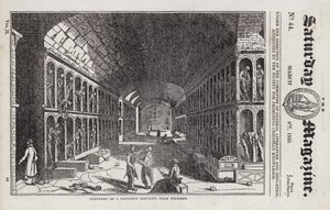 Begraafplaats, Kapucijnenklooster, nabij Palermo, Sicilië, Italië (gravure)