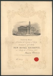 Ceremonie van het leggen van de eerste steen van de Nieuwe Koninklijke Beurs, Londen, op 17 januari 1842
