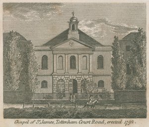 Kapel van St. James, Tottenham Court Road, Londen, opgericht in 1792 door English School