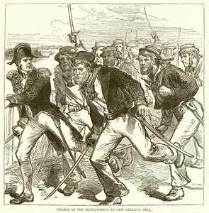 Aanval van de Blue-Jackets in New Orleans, 1815 door English School