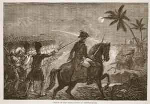 Aanval van de Hooglanders bij Seringapatam, illustratie uit Cassells Geïllustreerde Geschiedenis van India door James Grant, uitgegeven 1879