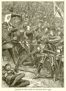 Aanval van de Schotten bij Halidon Hill, 1333 door English School