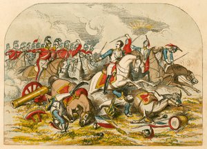 Aanval van de cavalerie bij Waterloo door English School