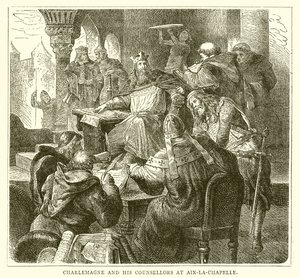 Karel de Grote en zijn raadgevers in Aken door English School