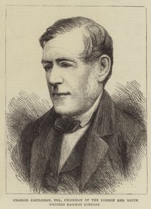 Charles Castleman, Esquire, voorzitter van de London and South Western Railway Company (gravure) door English School