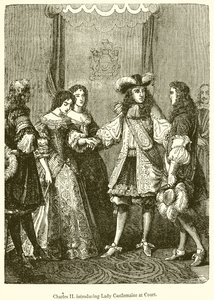 Karel II introduceert Lady Castlemaine aan het hof door English School