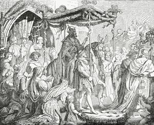 Karel IV, Heilige Roomse Keizer, bezoekt paus Urbanus V in Avignon in 1365 door English School
