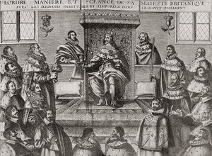 Karel I in het Hogerhuis in 1648, uit 