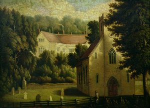 Chawton House en Kerk, 1809 door English School