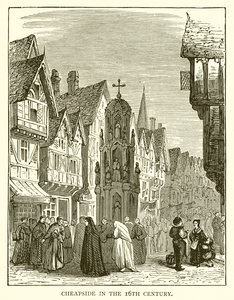 Cheapside in de 16e eeuw door English School