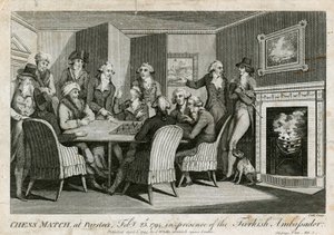 Schaakwedstrijd in Parsloes, 23 februari 1794, in aanwezigheid van de Turkse ambassadeur