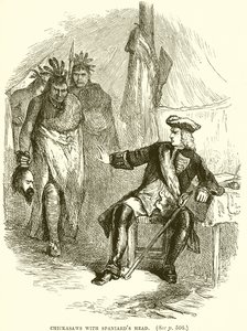 Chickasaws met het hoofd van een Spanjaard