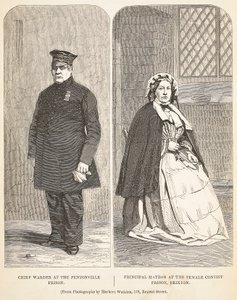 Hoofdopzichter in de Pentonville-gevangenis en hoofdmatrone in de vrouwelijke strafgevangenis in Brixton, illustratie uit The Criminal Prisons of London and Scenes from Prison Life door Henry Mayhew en John door English School