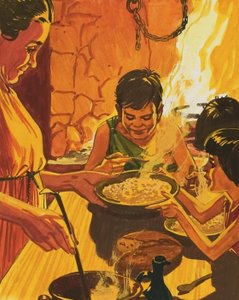 Kinderen die avondeten eten
