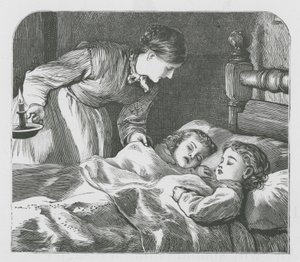 Slapende kinderen (gravure) door English School