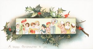 Kinderen in de rij, kerstkaart door English School