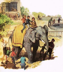Kinderen rijden op Jumbo in de dierentuin van Londen