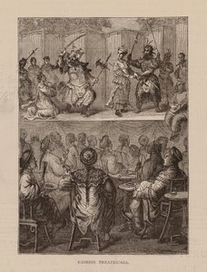 Chinese theatervoorstellingen (gravure) door English School