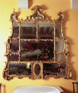 Chinese spiegel, York Slaapkamer, Arundel Castle, gesneden door J.A. Cuenot door English School