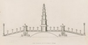 Chinese pagode en brug, St Jamess Park, Londen door English School