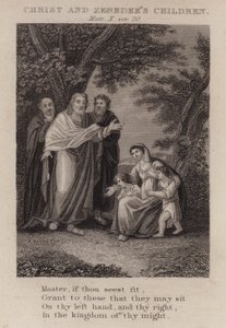 Christus en de kinderen van Zebedeüs, Mattheüs X, vers 20 door English School