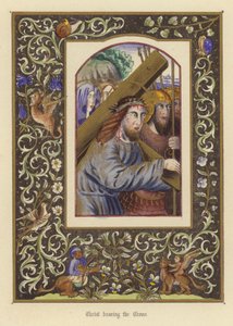Christus draagt het kruis (kleur litho)