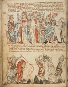 Christus voor Herodes en Pilatus; Herodes wast zijn handen; de geseling van Christus (c.1320-30)
