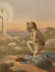 Christen in zicht van het Kruis